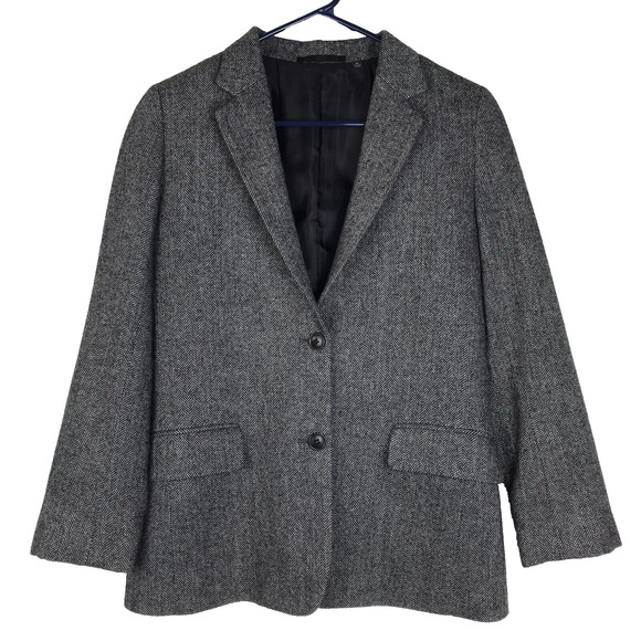 UNIQLO Women's Wool Blend Blazer Jacket Gray Herringbone Lined Pockets Size XS - Picture 1 of 9
